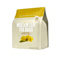 Thé de feuilles de molène OEM ODM, certifié GMP ISO22000, sachet refermable de 20 unités de 1,06 oz, sans caféine