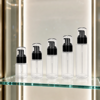 Flacon cosmétique vide en verre transparent de haute qualité avec pompe à lotion noire pour emballage de sérum, d'essence et de fond de teint (marque privée)