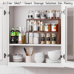 Organizador de Encimera de Cocina de Madera - Estantes Esquineros Apilables para Especias, Despensa y Almacenamiento de Cafetería - Product Image 4