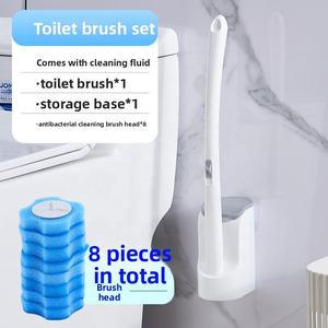 <span class=keywords><strong>Brosse</strong></span> de Toilette Jetable en Plastique, Facile à Nettoyer, Accrocher, Sans Coin Mort, Ménage Mural, Salle de Bain, 1 Set - Product Image 1