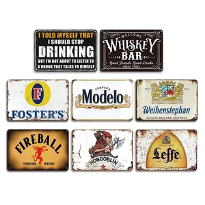 Juego de Letreros de Metal Vintage de Marcas de Cerveza, Debería Dejar de Beber Muskoka Foster Modelo Whiskey, Decoración de Pared para Bar - Product Image 1