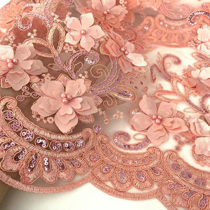 Chất lượng cao thêu thiết kế 8 màu sắc <span class=keywords><strong>3D</strong></span> hoa vải tuyn ren vải cho Wedding party Dress - Product Image 4