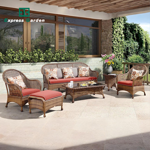 Juego de Muebles de Jardín de Lujo Modernos de Ratán y Aluminio para Exteriores, Sofás de Patio Resistentes a los Rayos UV para Uso en Patio, Villa o Parque - Product Image 1