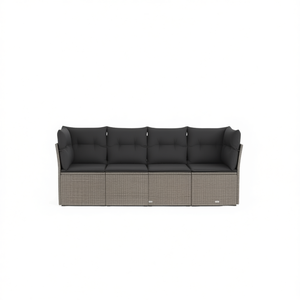 Sofá de Jardín de Ratán Gris Oscuro de Tres Plazas, Muebles de Exterior Impermeables con Cojín de Espuma de Alta Densidad, Diseño Contemporáneo - Product Image 1