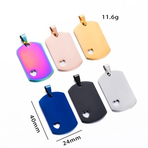 Collier pendentif vierge 6 couleurs, bijoux en acier inoxydable en forme de cœur et de rectangle, design inaltérable 24*40mm, vente en gros - Product Image 3