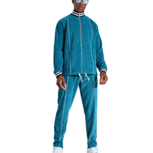 Conjunto de Chándal de Terciopelo de 2 Piezas para Hombre, Ropa de Moda Urbana de Lujo para Invierno, Venta al Por Mayor - Product Image 1