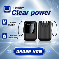 Prêt à expédier : Powerbank 4-en-1 avec charge rapide, 20000 mAh, câble intégré, pour téléphone, 10000 mAh, banques d'alimentation portables, vente chaude