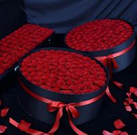 Roses rouges préservées, arrangement floral artisanal en boîte cadeau ronde, longue durée, pour la Saint-Valentin, la fête des mères