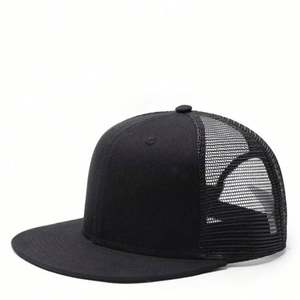 Men's <b>Summer</b> Breathable SnapBack <b>Cap</b> Mesh <b>Flat</b> Brim Hat Net Back Hip Hop Sports for Outdoor Party Use Featuring Leaf Checkered - Product Image 1