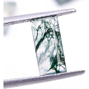 Ágata Musgo Verde Natural, Corte Rectangular Plano de 10x5x3mm, Gema para Joyería, Lote al por Mayor de Piedras Sueltas - Product Image 2