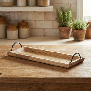 Plateau de service en bois à piles, avec poignées, plateau décoratif pour service - Product Image 2