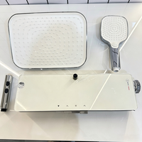 Ensemble de douche chromé en laiton massif avec 4 fonctions, système de douche pluie et douchette à main pour usage domestique et commercial