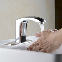 Robinet de lavabo moderne monotrou en laiton avec capteur, à poser sur le comptoir, pour salle de bain d'hôtel