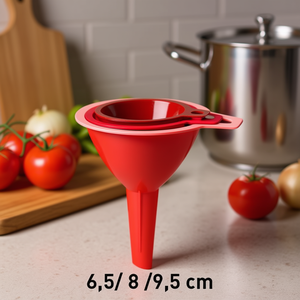 Juego de 3 Embudos de Plástico EMBUDO de 6.5/8/9.5CM, Utensilio de Cocina para Satisfacer las Necesidades Diarias - Product Image 3