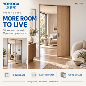 <span class=keywords><strong>Porta</strong></span> Scorrevole Interna a Scomparsa nel Muro con Vetro e Telaio Sottile per Casa Moderna, Camera da Letto, Soggiorno e Studio - Product Image 3