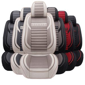 Housses de siège de voiture classiques en lin chaud d'hiver LC noir et rouge, 5 places, universelles, ensemble complet, accessoires de décoration intérieure - Product Image 2
