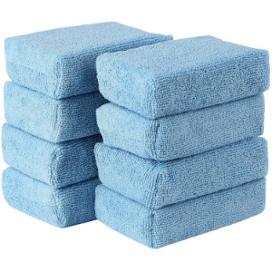 Tampon applicateur en microfibre bleu ciel 10x10 cm pour le nettoyage et le cirage des voitures - Product Image 5