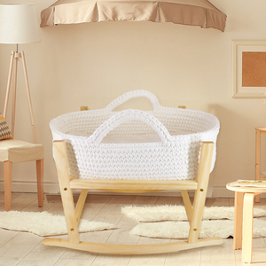 Haute qualité à la main en tricot Crochet nouveau-né pépinière Pad bébé berceau berceau <span class=keywords><strong>couche</strong></span> panier à langer avec Base en bois pour la maison - Product Image 5