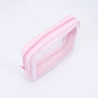 Sac de toilette transparent en PVC rose bébé, personnalisé avec logo, étanche, portable, pour voyage, trousse de maquillage transparente en PVC avec fermeture éclair