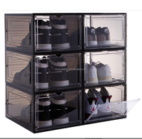 Boîte à chaussures en plastique avec porte transparente, lot de 6, empilable, pour les baskets de présentation, assemblage facile