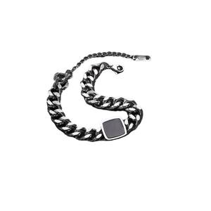<span class=keywords><strong>Gelang</strong></span> Pria Kuba minimalis Antik liontin kotak hitam sederhana rantai baja tahan karat perhiasan warisan industri - Product Image 6