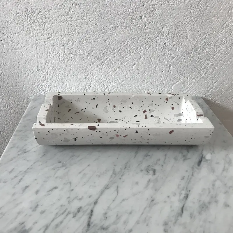 New design Nordic rectangle cement Terrazzo fruit bowl & catchall & ashtray