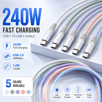 Nouveau câble de charge rapide USB-C 240W 2026, PD 48V 5A, USB-C vers USB-C, USB 2.0, tressé en nylon, cordon de données Type-C pour ordinateur portable OEM ODM