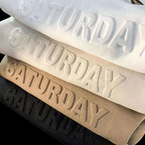 Custom Logo 100% Cotton Plain Oversized Heavyweight Graphic Luxury <strong>3D</strong> Embossed <strong>Printing</strong> <strong>T</strong> <strong>Shirt</strong> for Men - Product Image 1