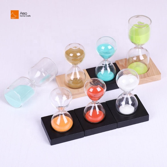 Custom Modern Hourglass Sand Timer 1 Minute 3 Minutes 5 Minutes 10min Intervals with Seperate Wooden Base Stand