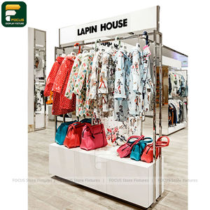 Présentoir de Boutique de Mode Haut de Gamme avec Base en Pierre, Armoire à Vêtements Suspendus, Support Visuel - Product Image 2