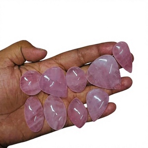 Cabujón de piedras preciosas sueltas de cuarzo rosa natural, cristal pulido de todos los tamaños para la fabricación de colgantes de joyería - Product Image 1
