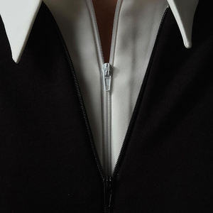 Doppia Zip Patchwork manica lunga primavera 2025 ufficio abiti lunghi donna donna donna elegante abito <span class=keywords><strong>nero</strong></span> con <span class=keywords><strong>colletto</strong></span> <span class=keywords><strong>bianco</strong></span> - Product Image 3