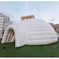 Tente Yurt gonflable, tentes doom gonflables, éclairage LED pour exposition, dôme igloo gonflable blanc