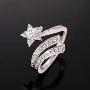Anello Aperto a Doppio Strato con Motivo Stella e Luna, Anello Classico da Donna - Product Image 5