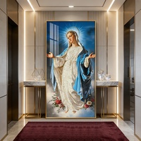 Lampe LED d'entrée de luxe, Décoration murale, Peinture DIY en porcelaine de cristal de la Vierge Marie, Art mural en gros