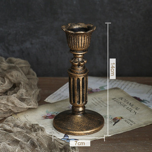 Portacandele in resina da pavimento alto in oro antico classico francese decorativo - Product Image 6