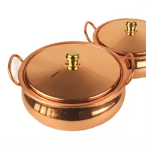 Wholesale Pot Copper Cookware Sets 1.5mm Thick Handcrafted Non Stick Stock Pure Copper Pots And Pans