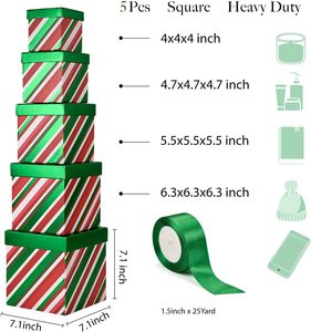 Cajas de papel navideñas de color rojo y verde divertidas al por mayor, revestimiento UV cuadrado, laminado mate, comida, perfume, favores de Navidad, decoración - Product Image 4