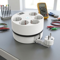 Prise de courant industrielle GS CE au design moderne, norme européenne, câble de 1,5/3 m, 5 prises AC, 2 USB-A, 1x Type-C, PVC, courant 16A