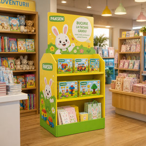 Kids Toy Display Cardboard Floor Rack, Colorful <b>Stand</b> For Kids Building Blocks, Tool-Free Setup For Toy Retail Shops - Product Image 1