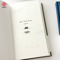 Agenda 2026 à couverture rigide avec illustration de chat noir de style japonais, planificateur simple, carnet de suivi et carnet cadeau de grande valeur
