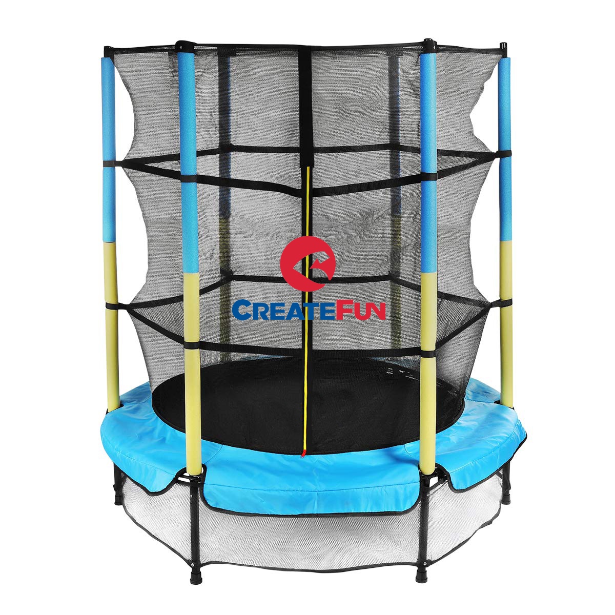 CreateFun 55 Inch Durable Toddler Home Safety Single-bar Swing Indoor Outdoor Mini Trampoline with Protective Net