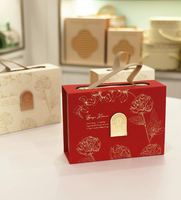 Boîte cadeau magnétique portable haut de gamme avec poignée, en carton, doublure en éponge, pelliculage brillant, personnalisable pour cosmétiques et cadeaux de mariage