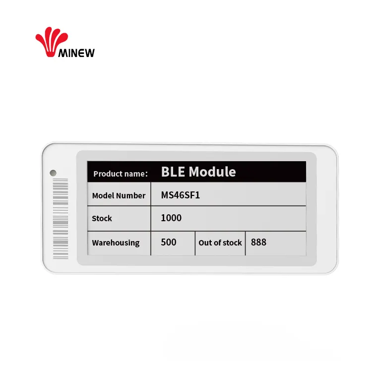 Minew Bluetooth 5.0 ESL 2.9 Inch Supermarket Solution BLE 5.0 Digital Smart Price Tag Electronic Shelf Label ePaper ESL System