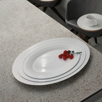 Assiettes ovales en mélamine personnalisées avec logo, 13/14 pouces, pour restaurant, écologiques, en plastique, pour fêtes