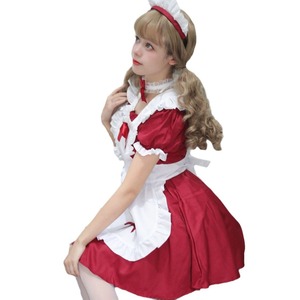 Maid Costume Wine Red Lolita Anime Style Cosplay Outfit For Game Role Playing - Product Image 3