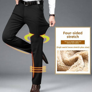 Pantaloni da Completo Invernali da Uomo, Caldi, Foderati <span class=keywords><strong>in</strong></span> Sherpa, Vestibilità Classica, Vita Alta, Gamba Dritta, Senza Pieghe, per Business - Product Image 4