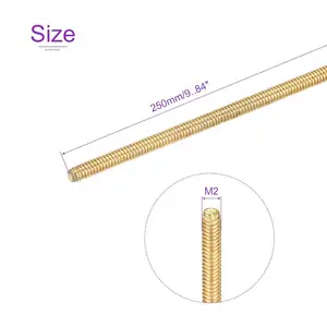 Din975 Din976m2 X 250Mm Volledig Draadstang Messing Rechter Schroefdraad Staafstuds