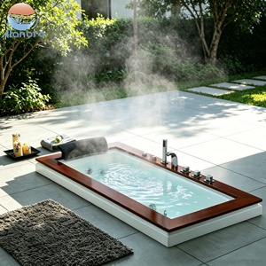 Baignoire acrylique encastrable Whirlpool avec massage par air et cascade, hydrothérapie, <span class=keywords><strong>spa</strong></span> japonais chauffé pour intérieur/extérieur - Product Image 1