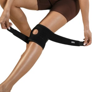 Attelle de soutien du genou Jingba noire, flexible, en mélange de spandex, à compression, pour la course à pied, le basketball, le cyclisme, la remise en forme, unisexe - Product Image 4